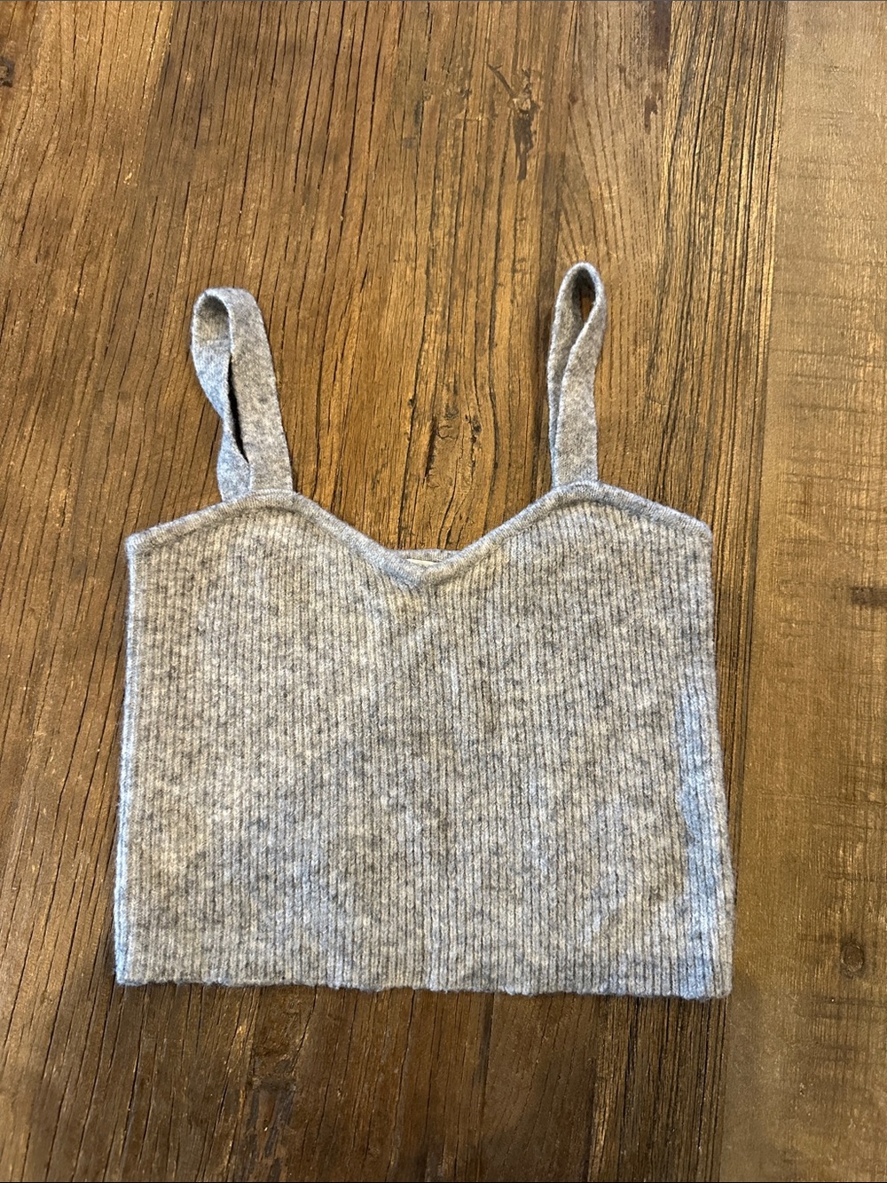 Zara Light Gray Ribbed Knit Cropped Tank
